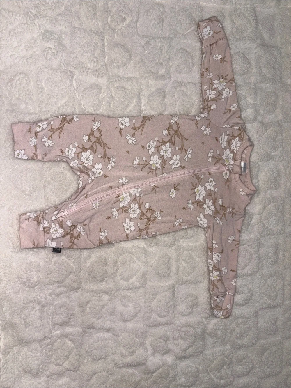 Floral Zip Footless Baby sleeper - Blush Pink